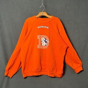 Vintage 80s Denver Broncos Crewneck Sweatshirt Artex Made In USA Orange Size 4X